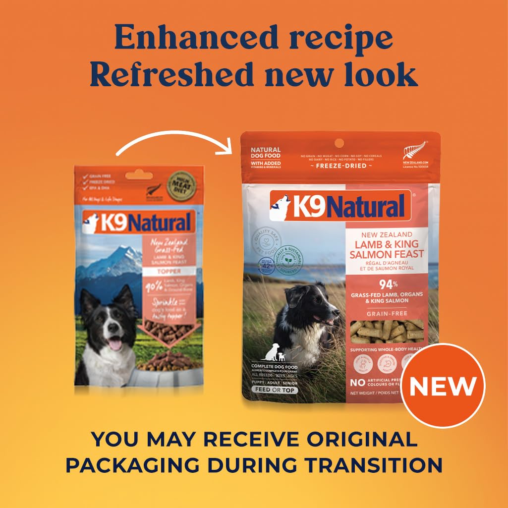 K9 Natural Lamb & King Salmon Freeze Dried Dog Food, High-Meat